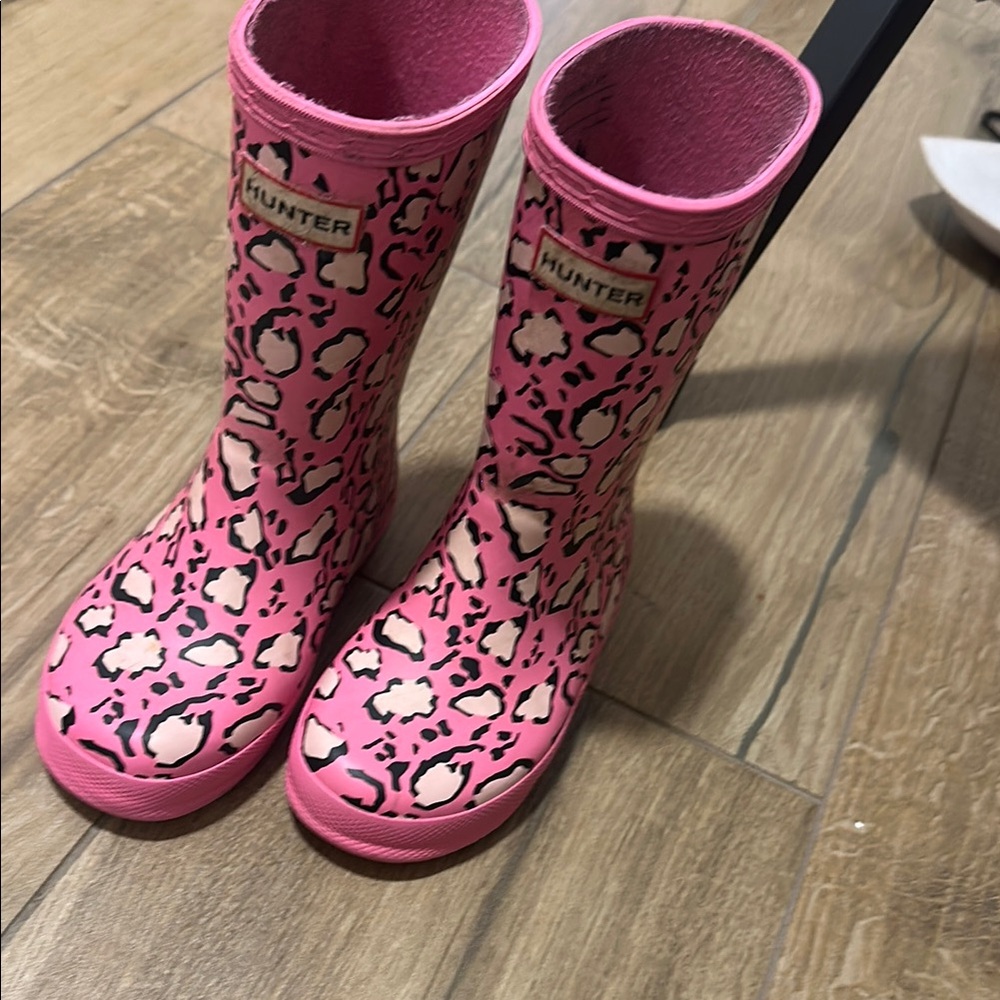 Hunter Pink Leopard Print Rain Boots